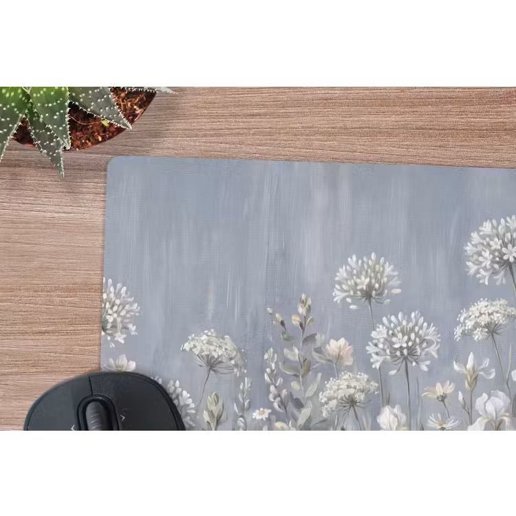 Bloemen - Botanisch - Blauw muismat rubber klein -closeup