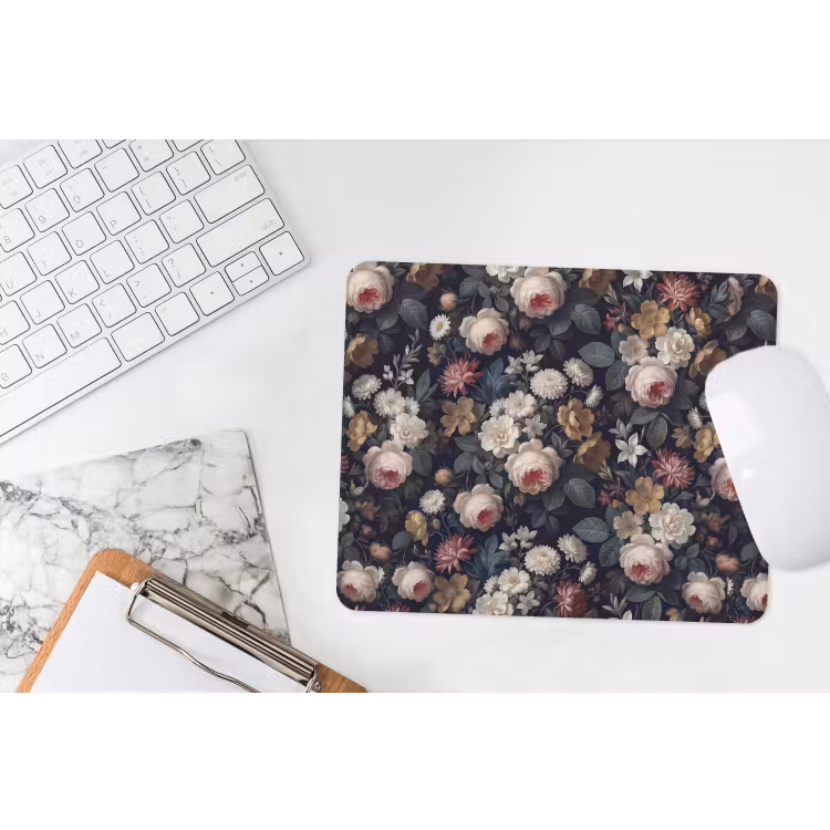 Bloemen - Boeket - Botanisch - Vintage - Donkere achtergrond muismat rubber klein -witbureau