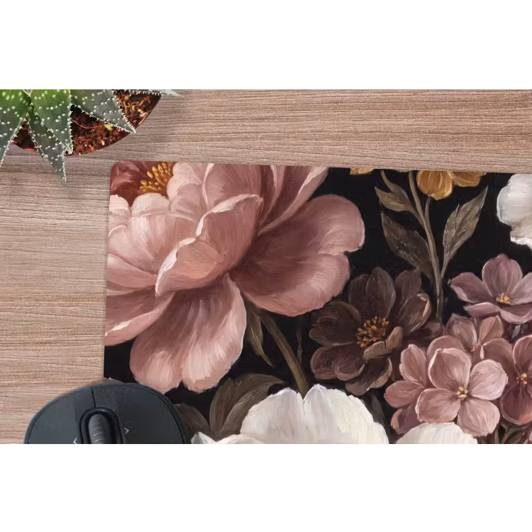 Bloemen - Boeket - Klassiek - Donker - Rood muismat rubber klein -closeup