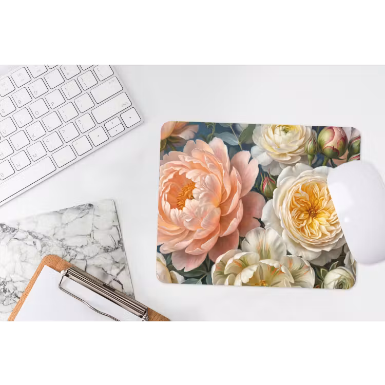 Bloemen - Boeket - Natuur - Klassiek - Kleurrijk muismat rubber klein -witbureau