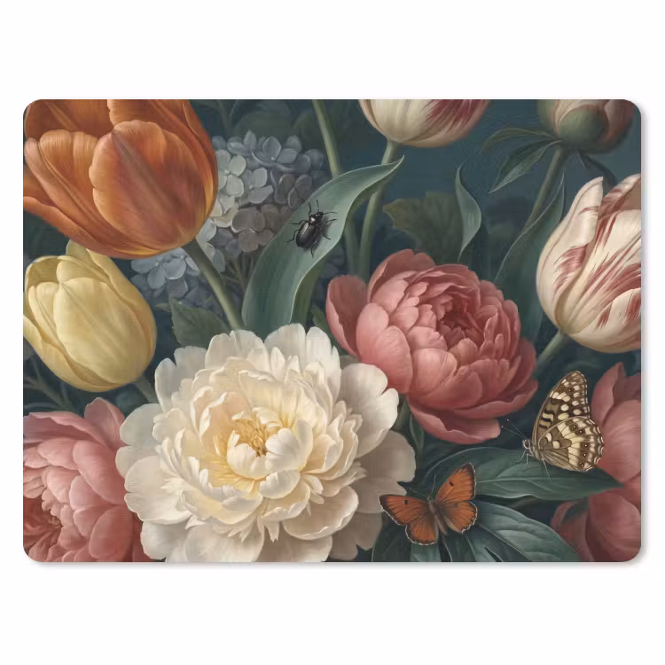Bloemen - Boeket - Natuur - Klassiek - Donker muismat rubber klein -3d