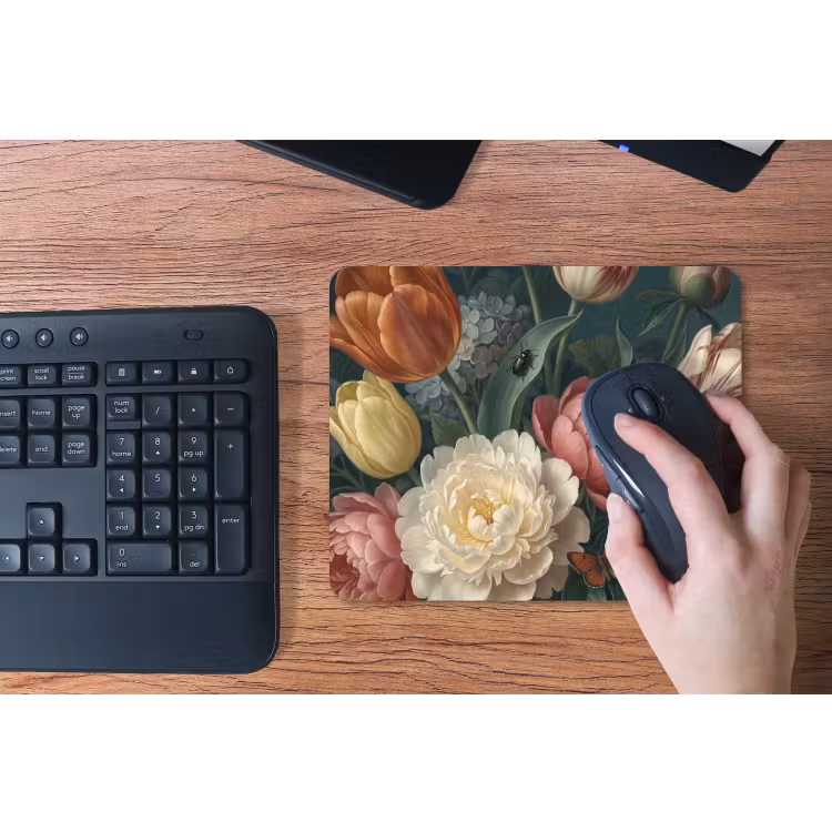 Bloemen - Boeket - Natuur - Klassiek - Donker muismat rubber klein -toetsenbord