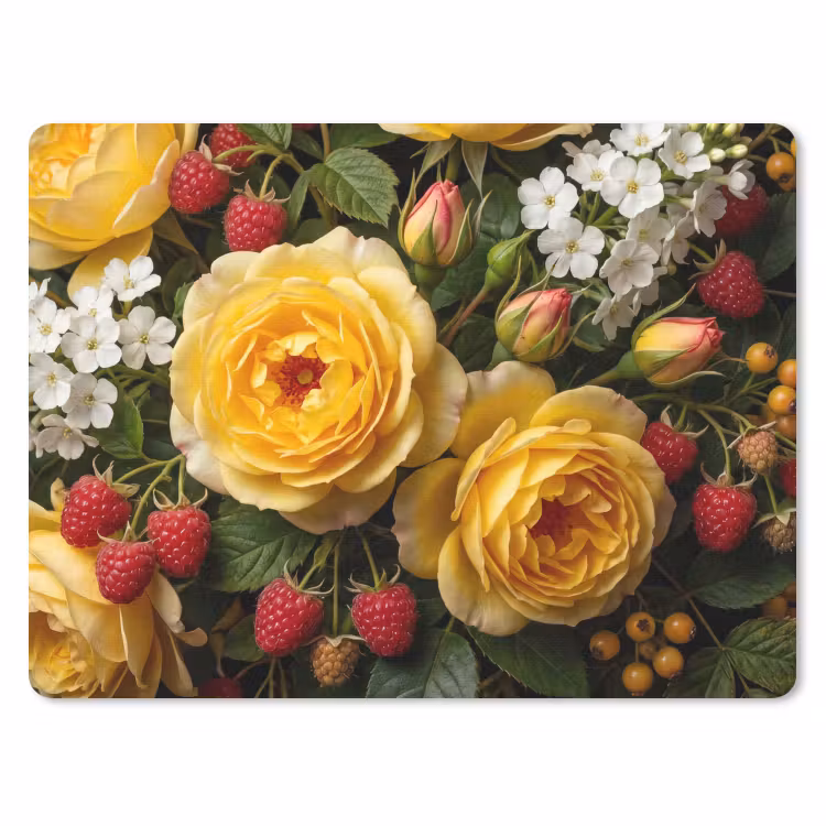 Bloemen - Boeket - Natuur - Klassiek - Geel muismat rubber klein -3d