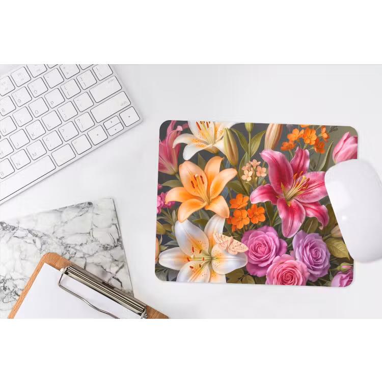 Bloemen - Boeket - Natuur - Kleurrijk - Modern muismat rubber klein -witbureau