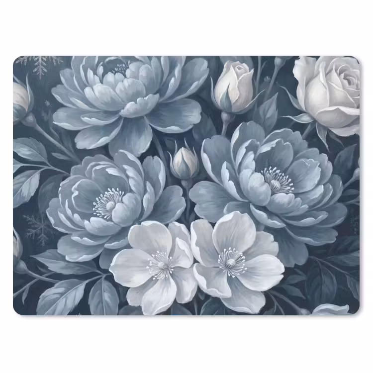 Bloemen - Boeket - Winter - Abstract - Blauw muismat rubber klein -3d