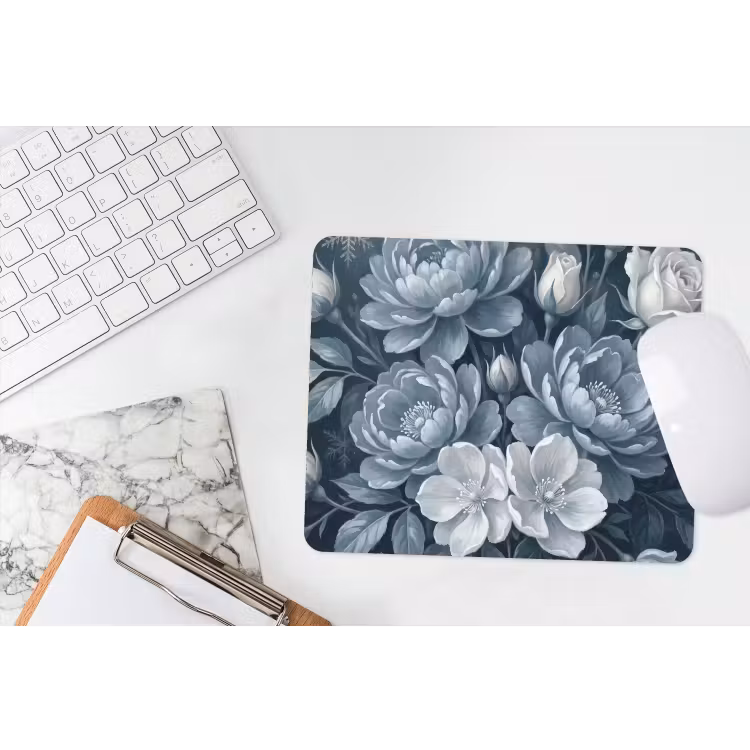 Bloemen - Boeket - Winter - Abstract - Blauw muismat rubber klein -witbureau