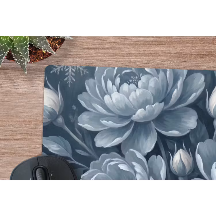 Bloemen - Boeket - Winter - Abstract - Blauw muismat rubber klein -closeup
