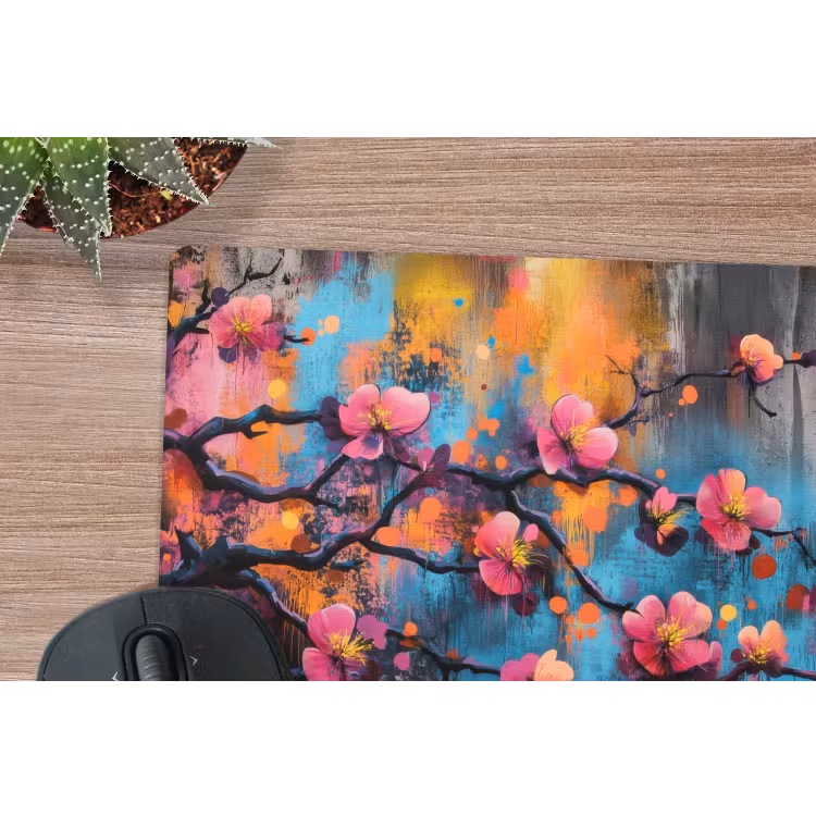 Bloemen - Tak - Abstract - Roze muismat rubber klein -closeup