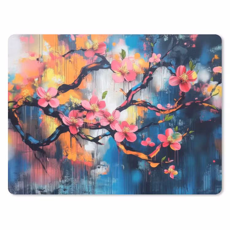 Bloemen - Tak - Artistiek - Roze muismat rubber klein -3d