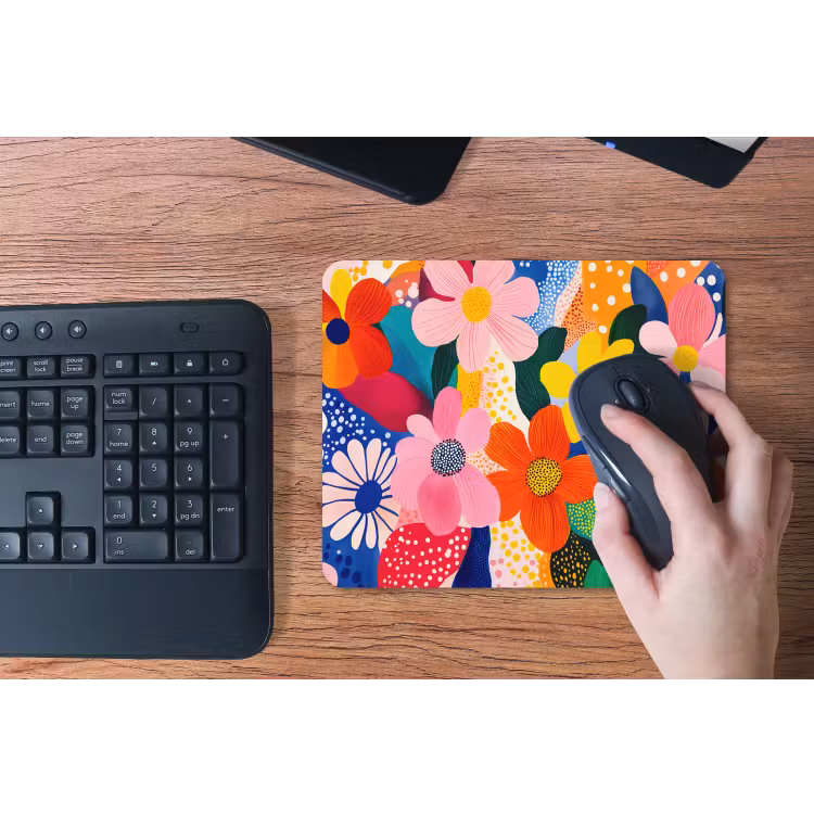 Bloemen - Kleurrijk - Stippen muismat rubber klein -toetsenbord