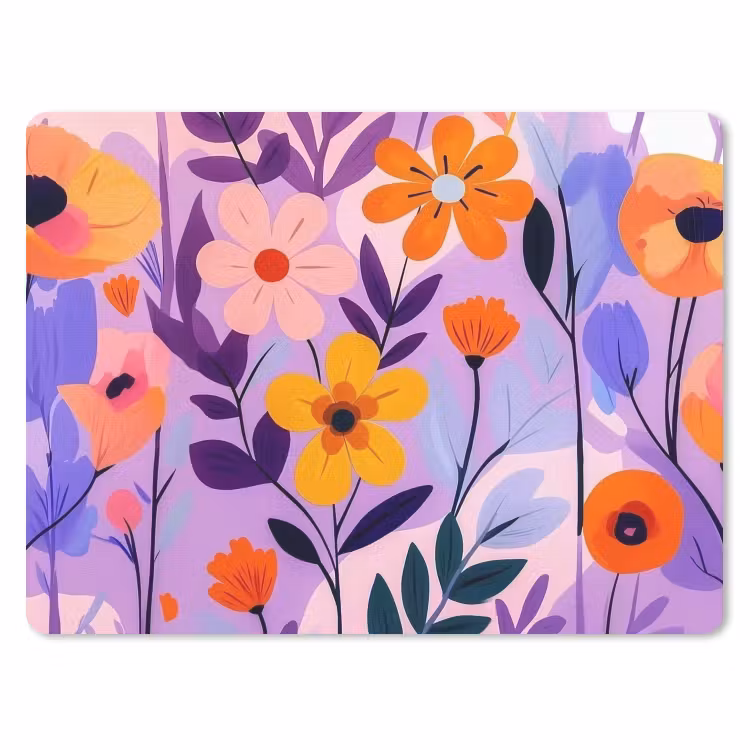 Bloemen - Kleurrijk - Bladeren muismat rubber klein -3d