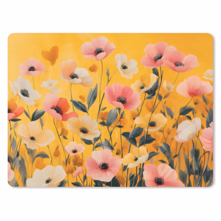 Bloemen - Veld - Geel muismat rubber klein -3d