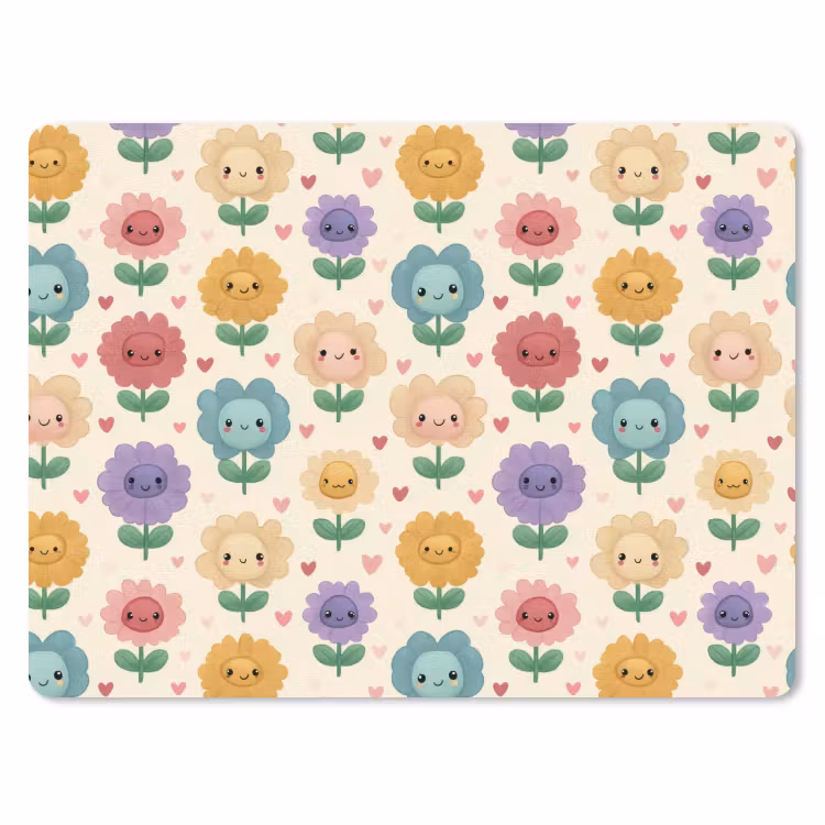 Bloemen - Hartjes - Kleurrijk muismat rubber klein 262 -3d
