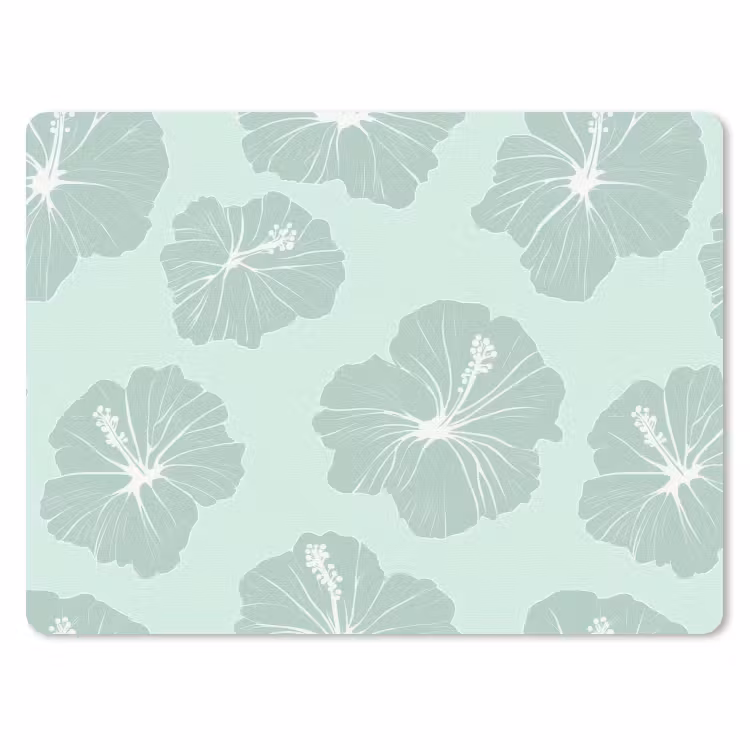 Bloemen - Hibiscus - Mint muismat rubber klein 262 -3d
