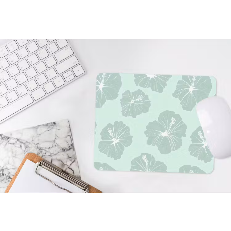 Bloemen - Hibiscus - Mint muismat rubber klein 262 -witbureau