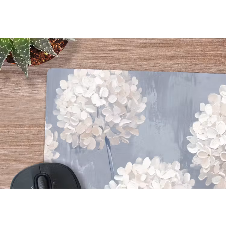 Bloemen - Illustratie - Blauw muismat rubber klein -closeup