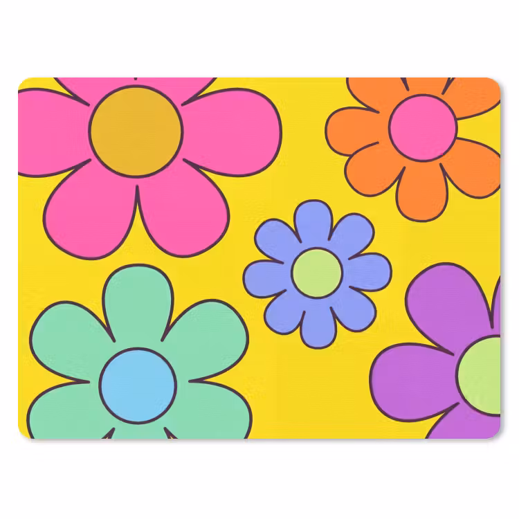 Bloemen - Illustratie - Kleurrijk muismat rubber klein -3d