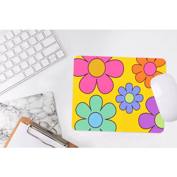 Bloemen - Illustratie - Kleurrijk muismat rubber klein -witbureau