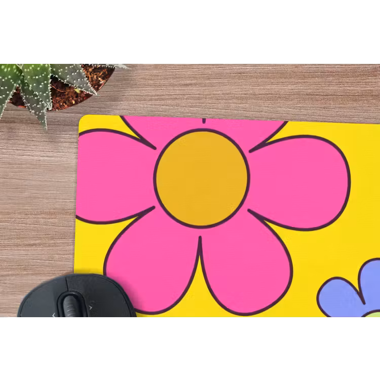 Bloemen - Illustratie - Kleurrijk muismat rubber klein -closeup