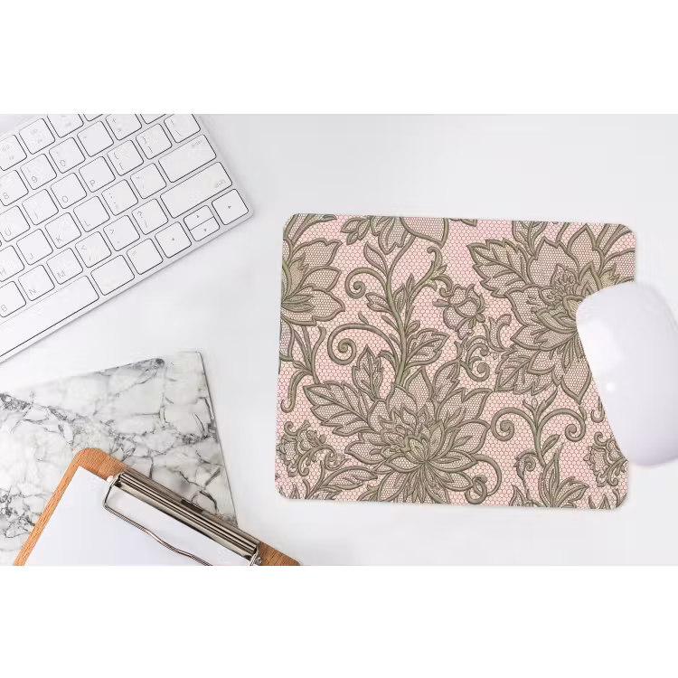 Bloemen - Kant - Patroon - Klassiek - Groen muismat rubber klein -witbureau