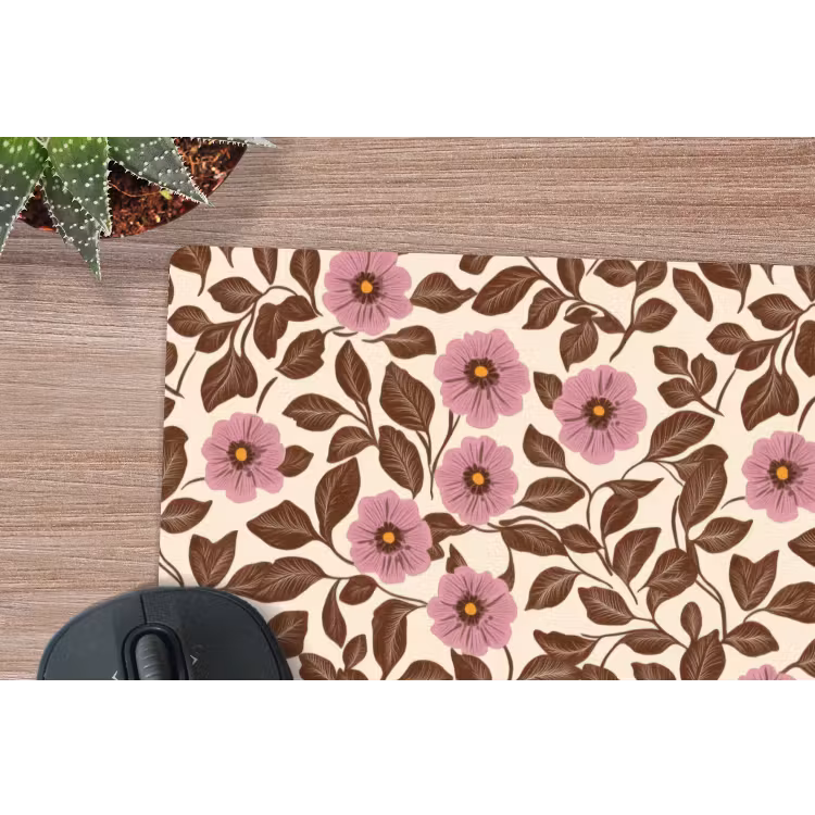 Bloemen - Bladeren - Kleurrijk muismat rubber klein 262 -closeup