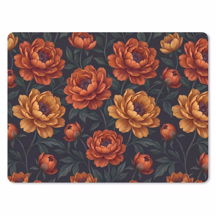 Bloemen - Bladeren - Natuur - Modern - Oranje muismat rubber klein -3d