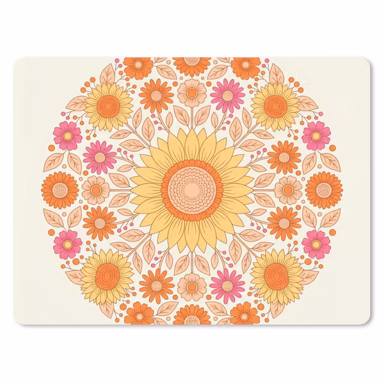 Bloemen - Mandala - Patroon - Kleurrijk muismat rubber klein -3d