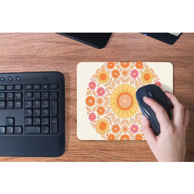 Bloemen - Mandala - Patroon - Kleurrijk muismat rubber klein -toetsenbord
