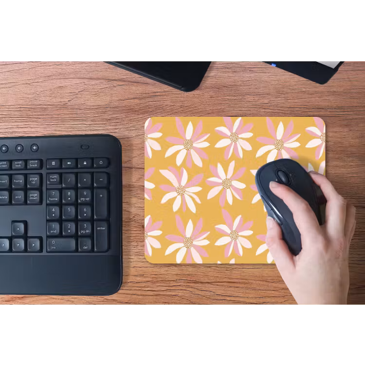 Bloemen - Modern - Geel muismat rubber klein 262 -toetsenbord