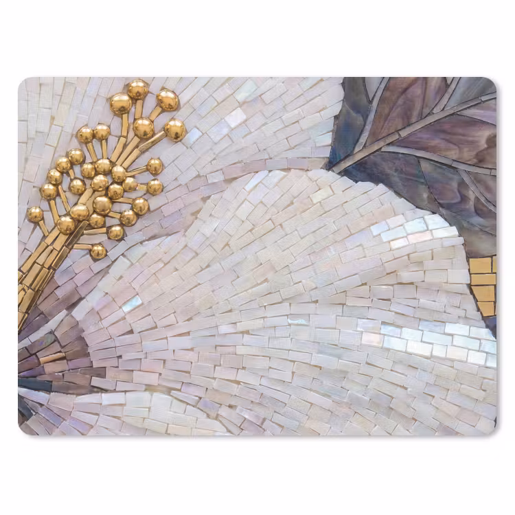 Bloemen - Mozaïek - Kunst - Modern - Goud muismat rubber klein -3d