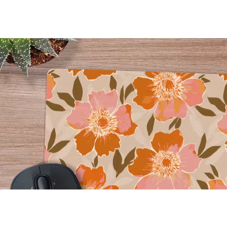 Bloemen - Motief - Retro muismat rubber klein 262 -closeup