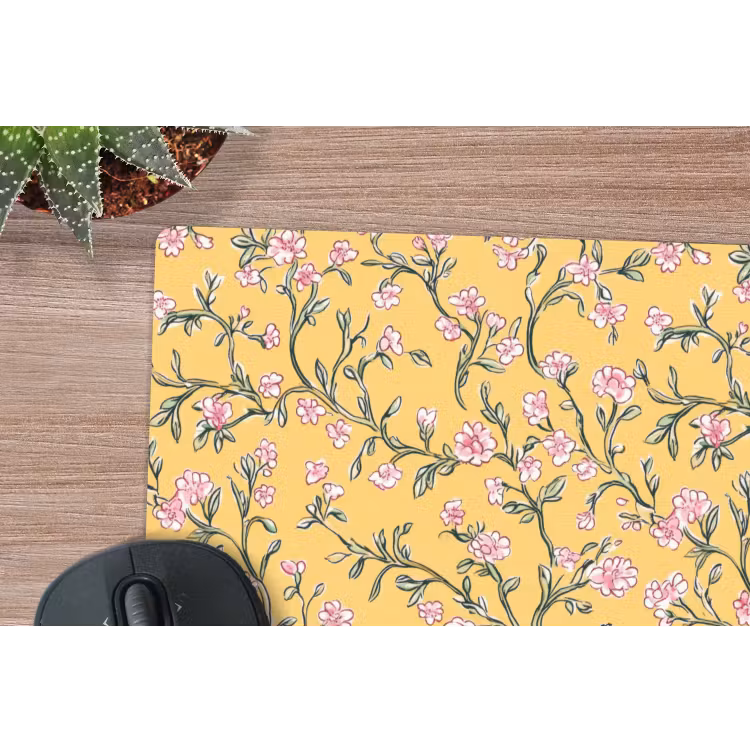 Bloemen - Motief - Geel muismat rubber klein 262 -closeup