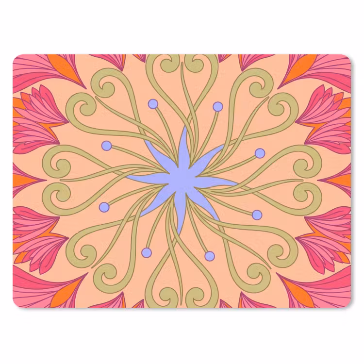 Bloemen - Patroon - Abstract - Roze - Decoratief muismat rubber klein -3d