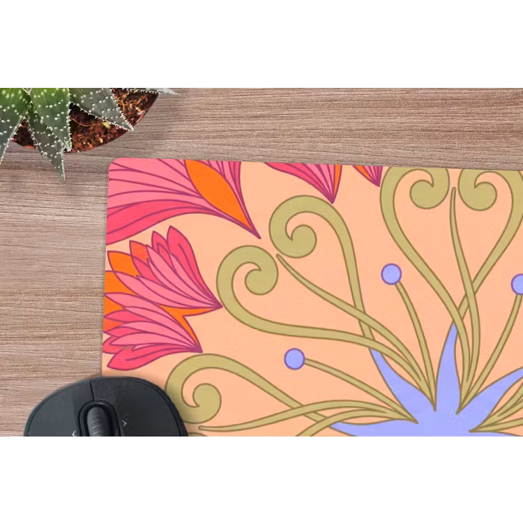 Bloemen - Patroon - Abstract - Roze - Decoratief muismat rubber klein -closeup
