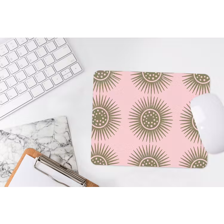 Bloemen - Patroon - Abstract - Roze - Groen muismat rubber klein -witbureau