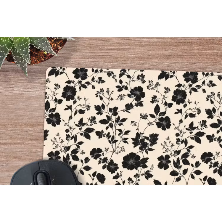 Bloemen - Dessin - Zwart muismat rubber klein 262 -closeup