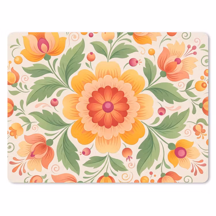 Bloemen - Patroon - Decoratief - Oranje muismat rubber klein -3d