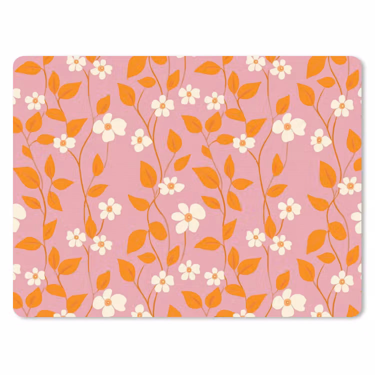 Bloemen - Patroon - Oranje muismat rubber klein 262 -3d