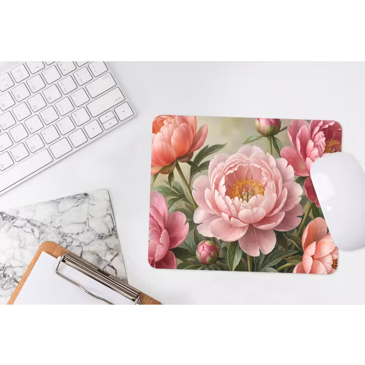 Bloemen - Roze - Klassiek - Gedetailleerd - Natuur muismat rubber klein -witbureau
