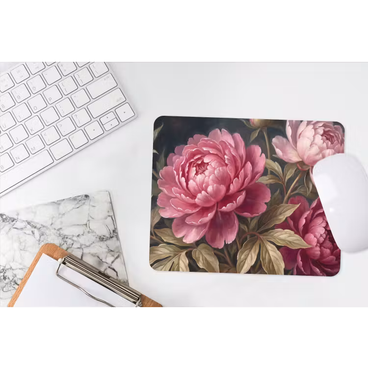 Bloemen - Roze - Klassiek - Natuur muismat rubber klein -witbureau