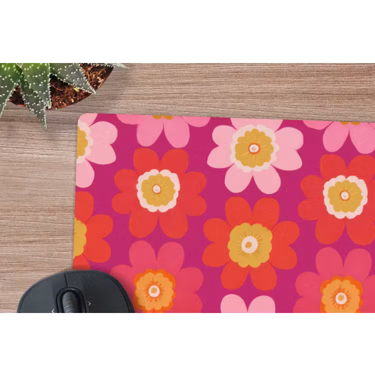 Bloemen - Retro - Kleurrijk muismat rubber klein 262 -closeup