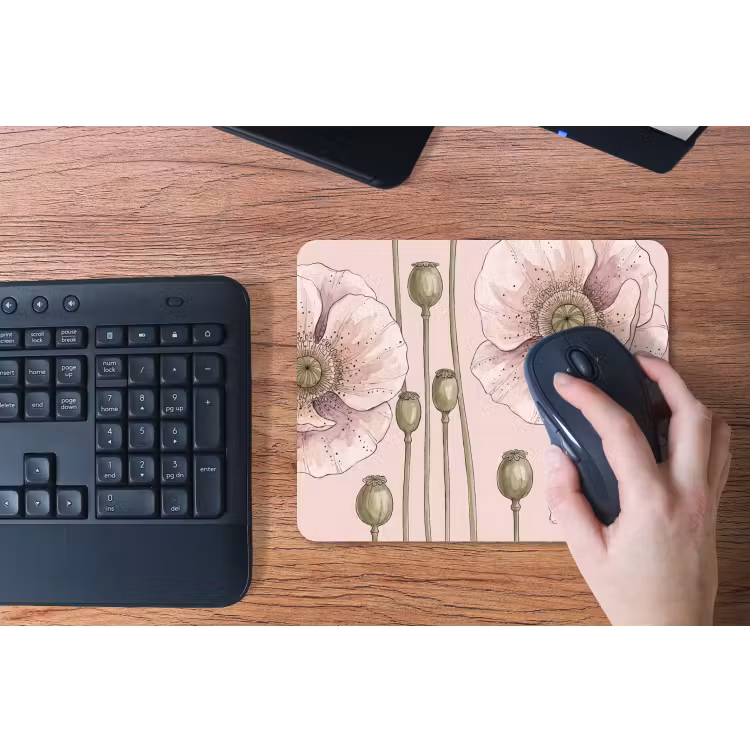 Bloemen - Zomer - Natuur - Aquarel - Roze muismat rubber klein -toetsenbord