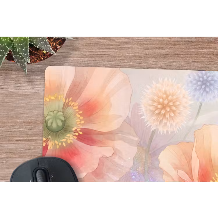Bloemen - Aquarel - Natuur - Modern - Kleurrijk muismat rubber klein -closeup