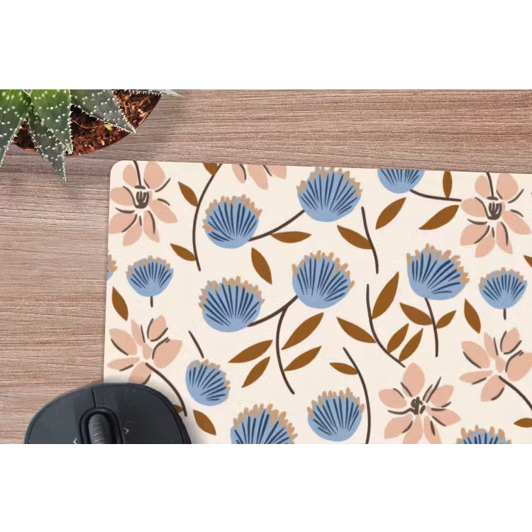Bloemen - Wild - Blauw muismat rubber klein 262 -closeup