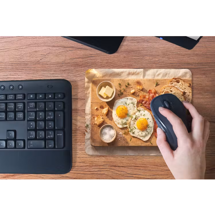 Eten - Ontbijt - Hout - Rustiek - Geel muismat rubber klein -toetsenbord