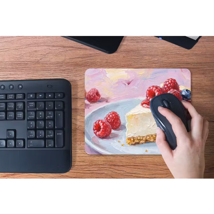 Eten - Cheesecake - Bessen - Abstract - Roze muismat rubber klein -toetsenbord
