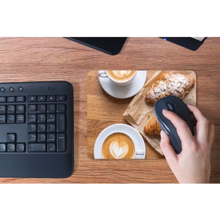 Eten - Croissant - Koffie - Ontbijt - Modern muismat rubber klein -toetsenbord