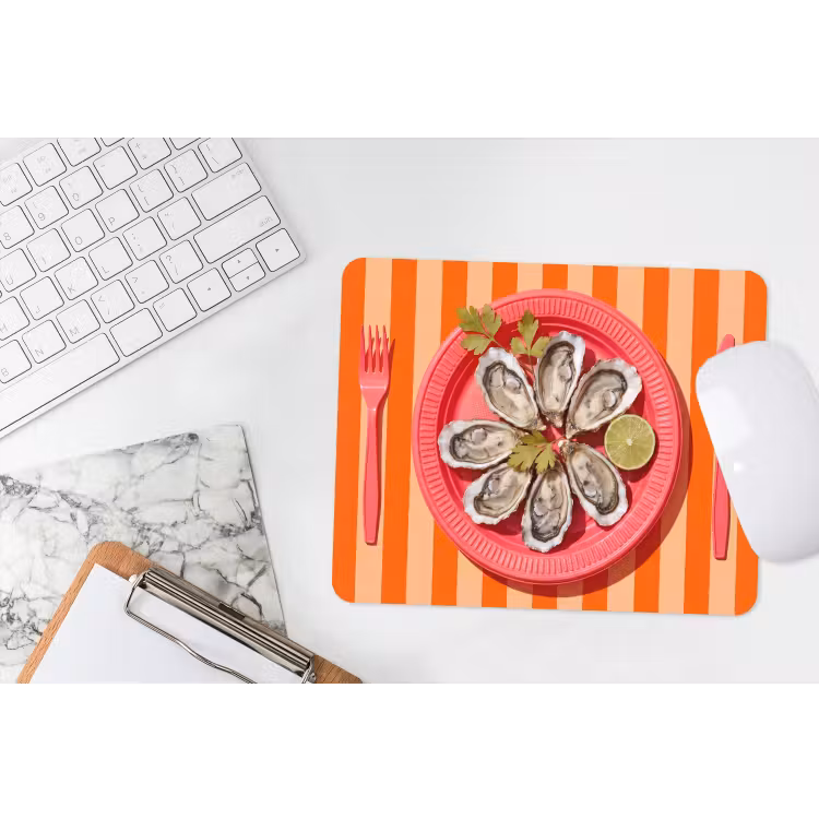Eten - Oester - Zeevruchten - Oranje - Modern muismat rubber klein -witbureau