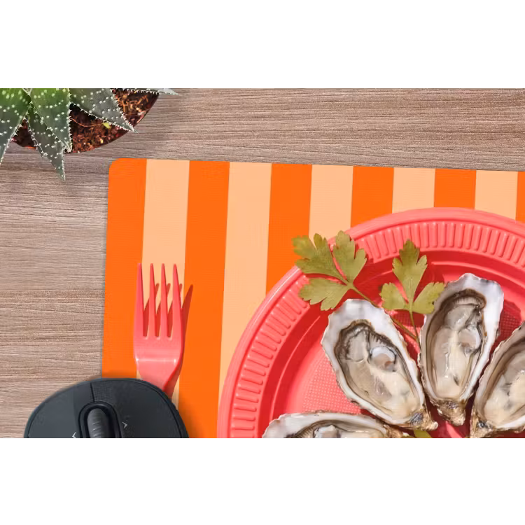 Eten - Oester - Zeevruchten - Oranje - Modern muismat rubber klein -closeup