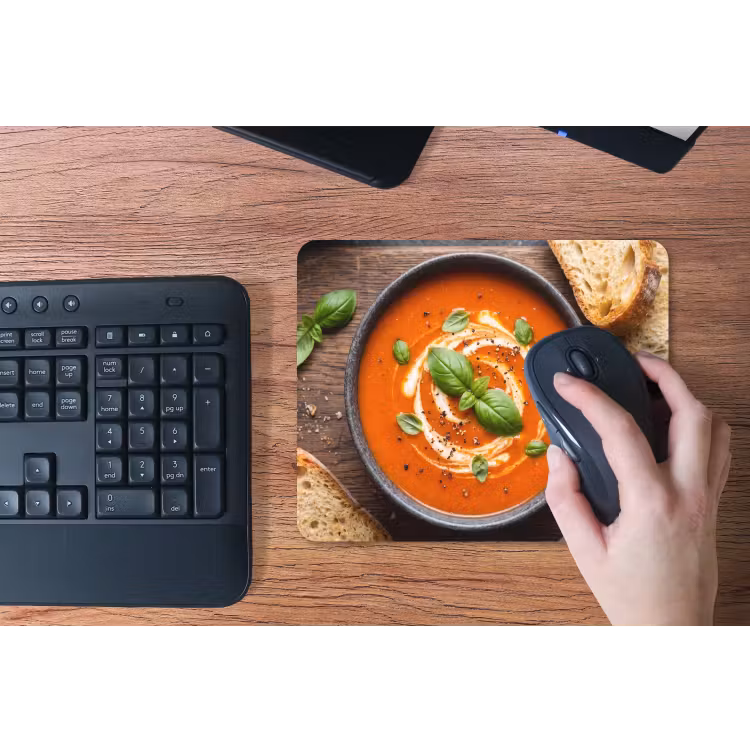 Eten - Soep - Basilicum - Rustiek - Rood muismat rubber klein -toetsenbord